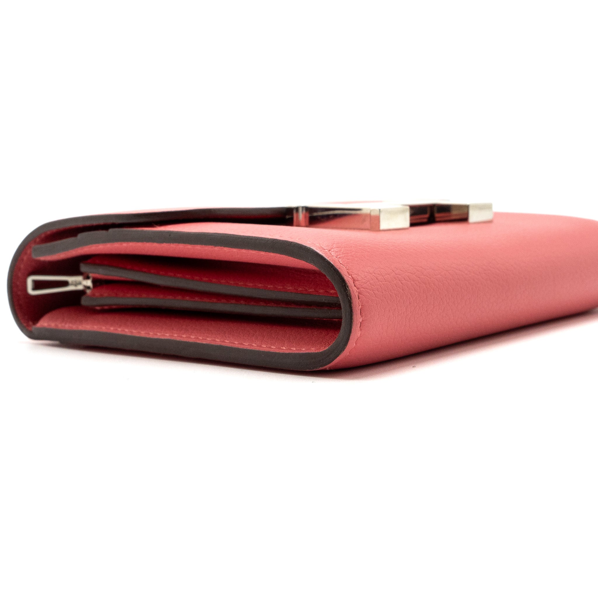 HERMES CONSTANCE COMPACT WALLET EVERCOLOR ROSE AZALEE SHW