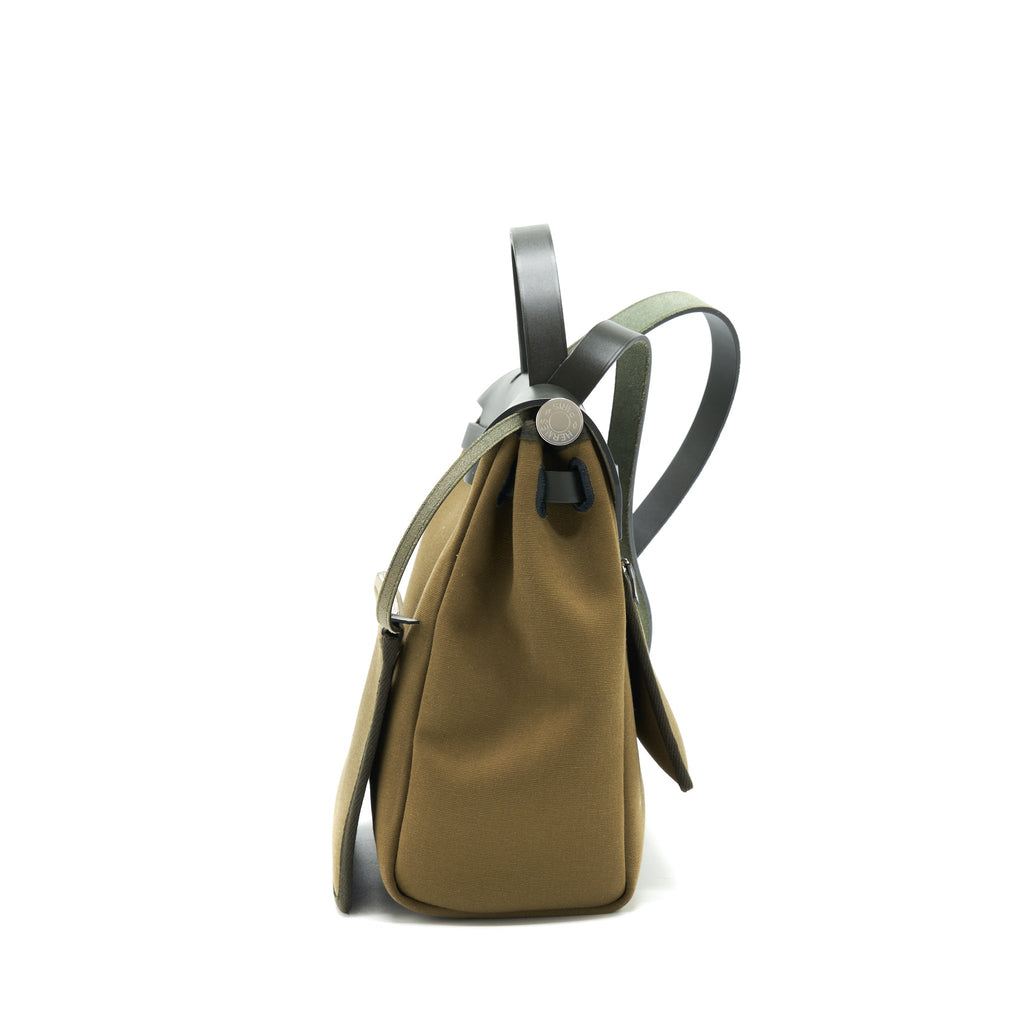 HERMES HERBAG 31 RETOURNE TOILE OFFICER VERT OLIVE/KHAKI SHW