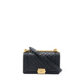 CHANEL MEDIUM BOY BAG LAMBSKIN BLACK BRUSHED GHW