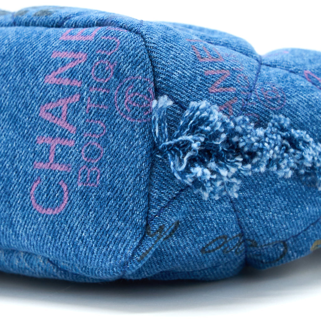 CHANEL 22P SMALL BLUE DENIM BUCKET BAG LGHW (MICROCHIP)