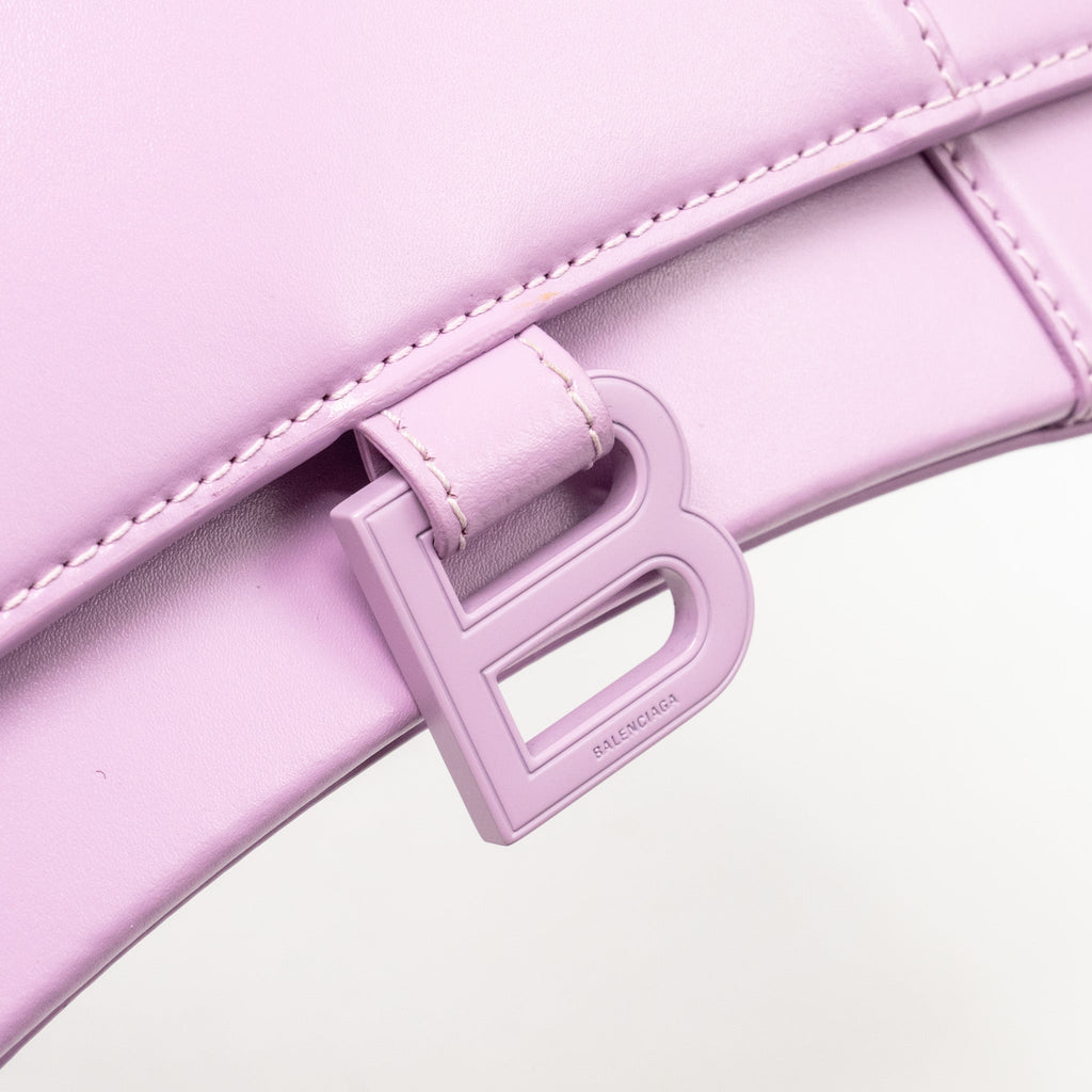 BALENCIAGA SMALL HOURGLASS BAG CALFSKIN LIGHT PURPLE SHW