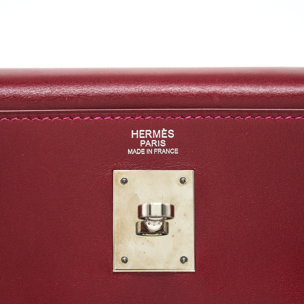 HERMES KELLY 32 BOX LEATHER RED/ PINK SHW
