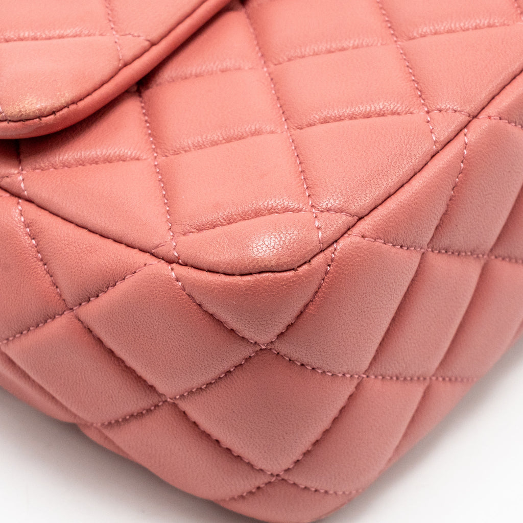 CHANEL CHARM CHAIN QUILTED FLAP BAG LAMBSKIN PINK LGHW