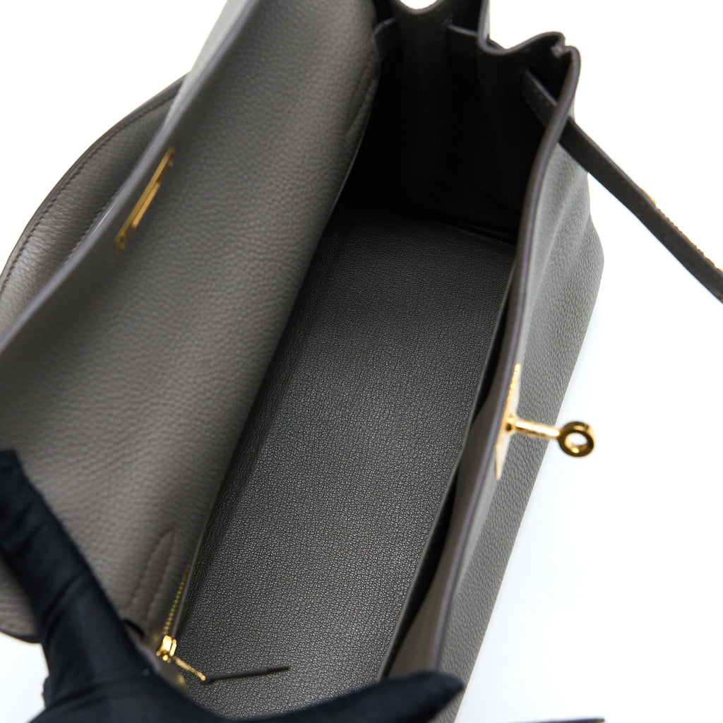 HERMES KELLY 28 TOGO GRIS ETAIN GHW