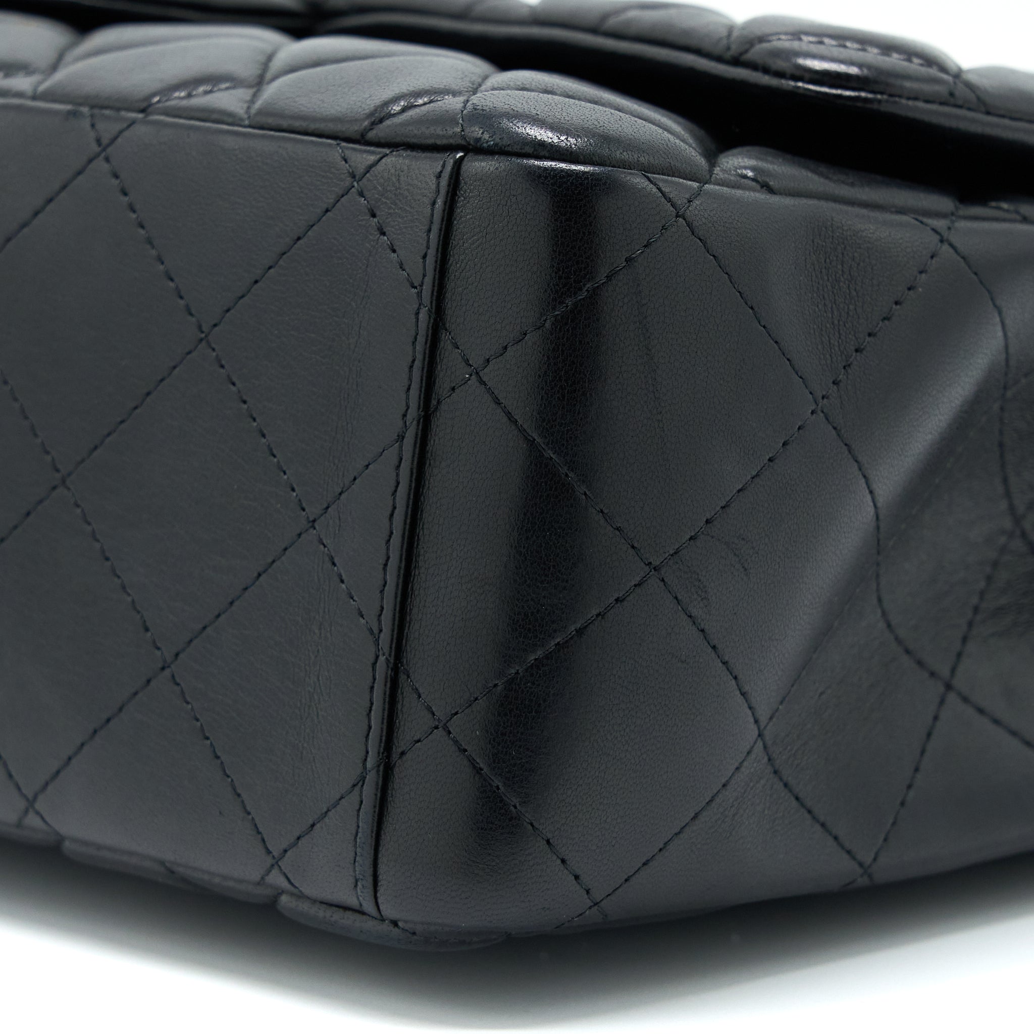CHANEL MAXI SINGLE FLAP BAG LAMBSKIN BLACK GHW