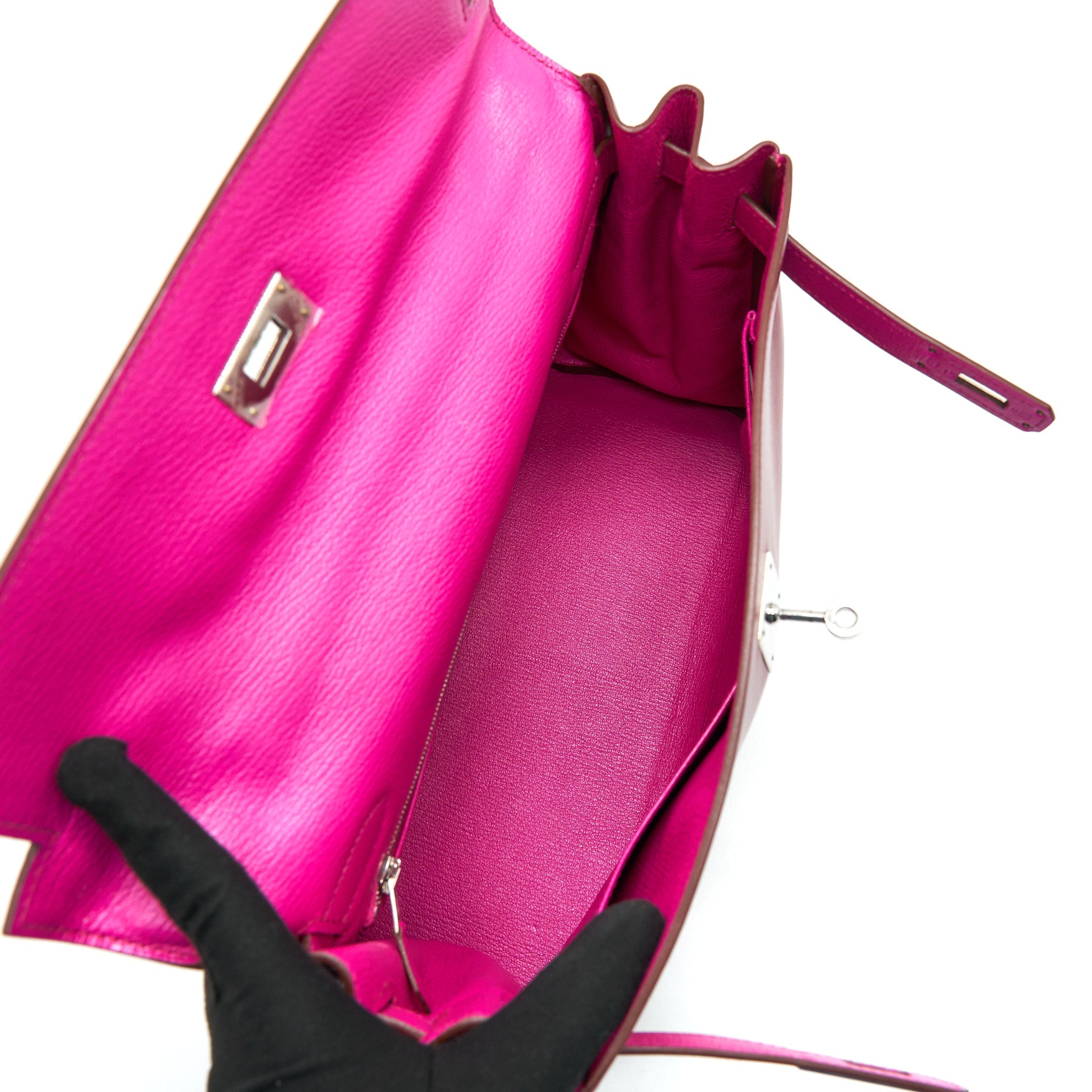 HERMES KELLY 32 BOX LEATHER RED/ PINK SHW