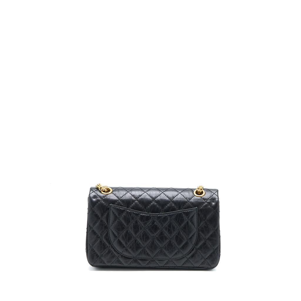 CHANEL SMALL 2.55 REISSUE FLAP BAG AGED CALFSKIN BLACK GHW