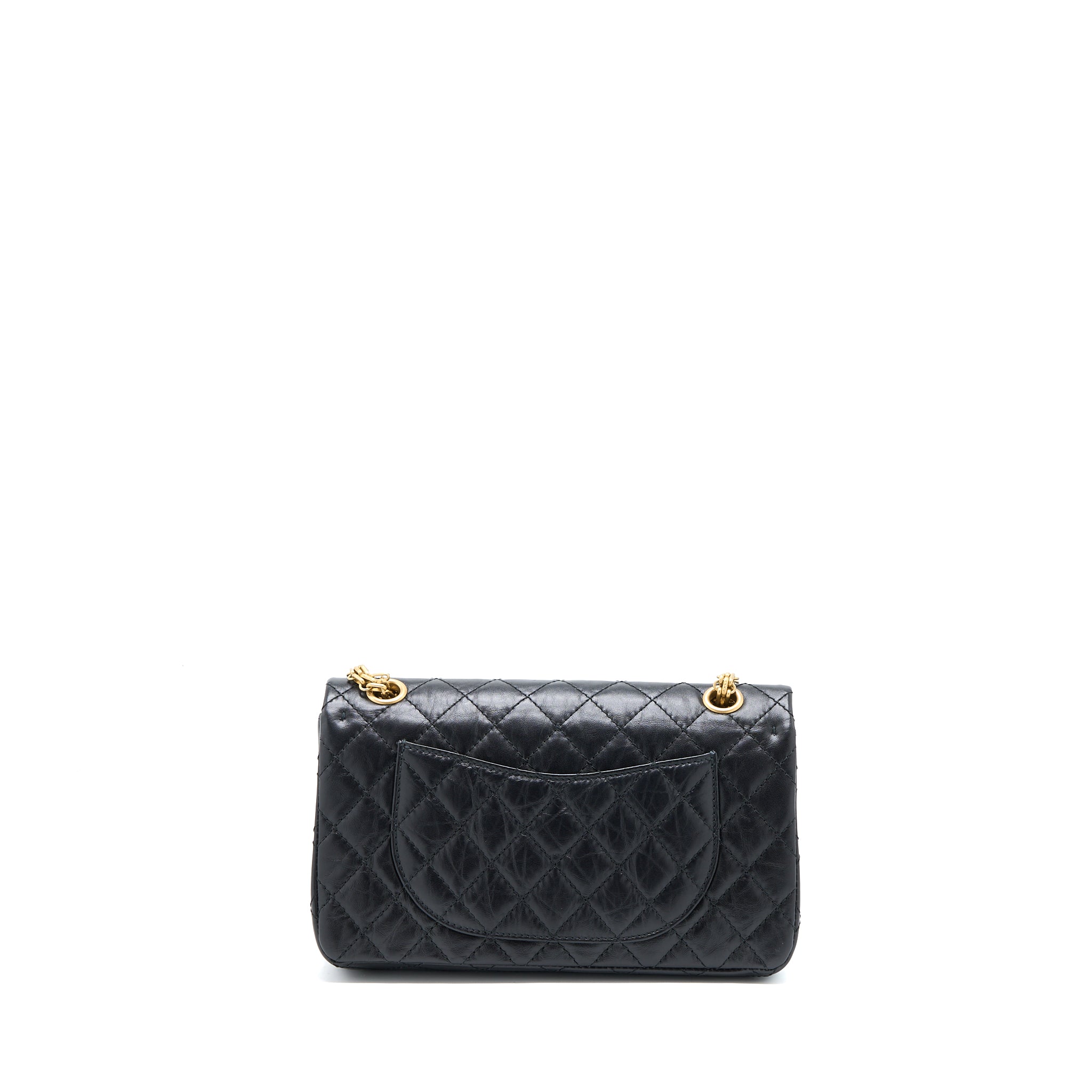 CHANEL SMALL 2.55 REISSUE FLAP BAG AGED CALFSKIN BLACK GHW