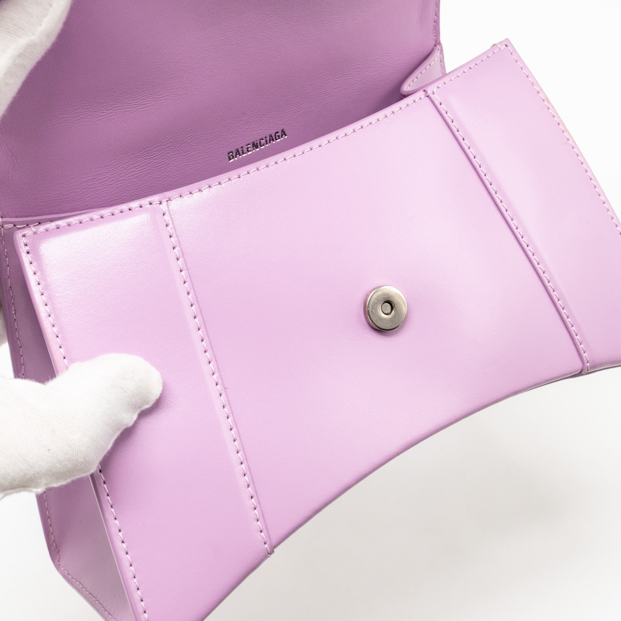 BALENCIAGA SMALL HOURGLASS BAG CALFSKIN LIGHT PURPLE SHW