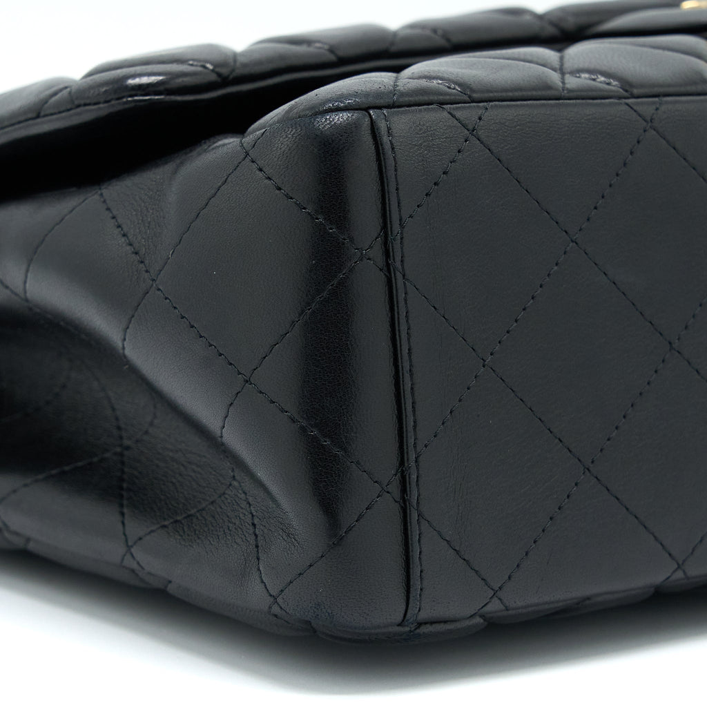 CHANEL MAXI SINGLE FLAP BAG LAMBSKIN BLACK GHW