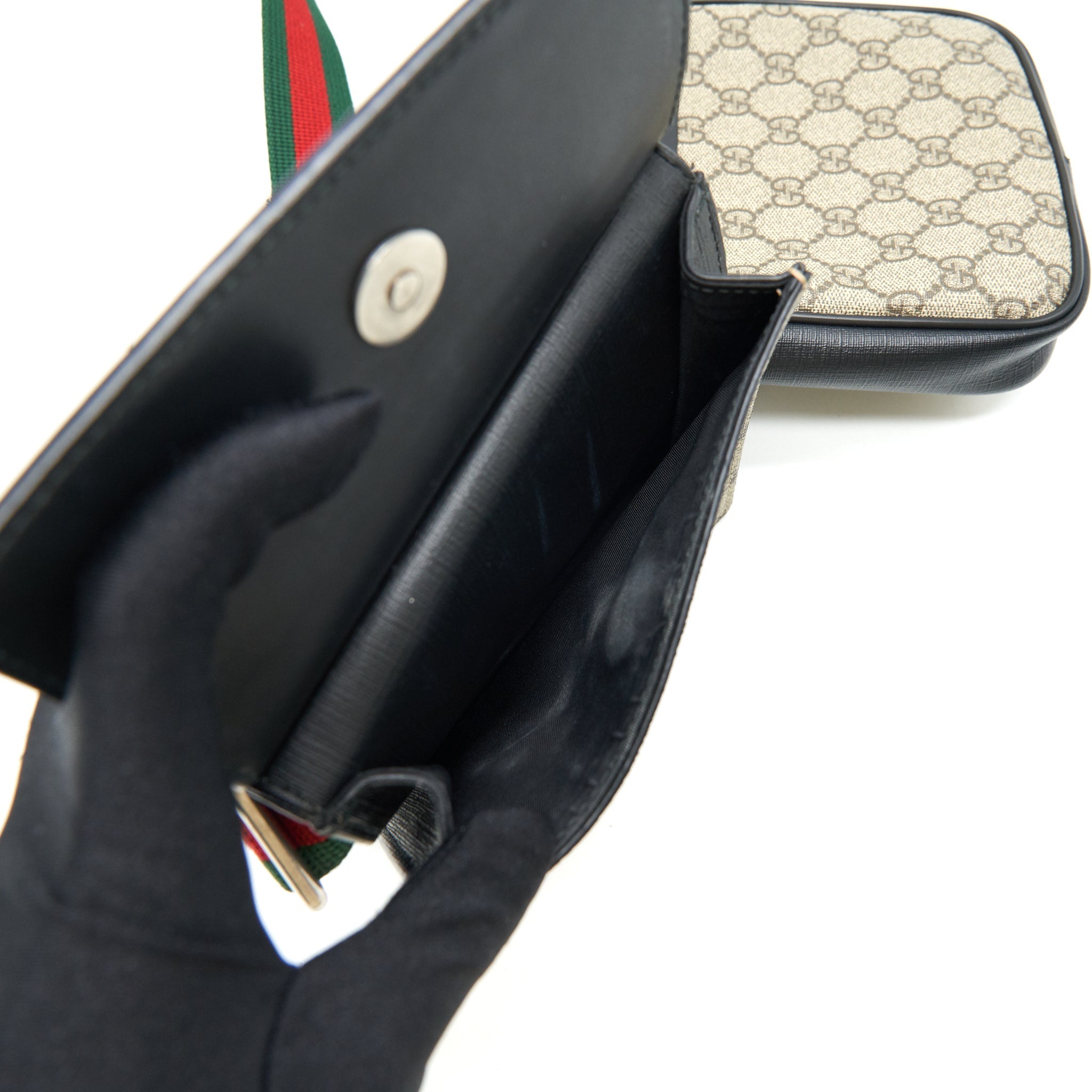 GUCCI GG SUPREME WEB WAIST STRAP BELT BAG