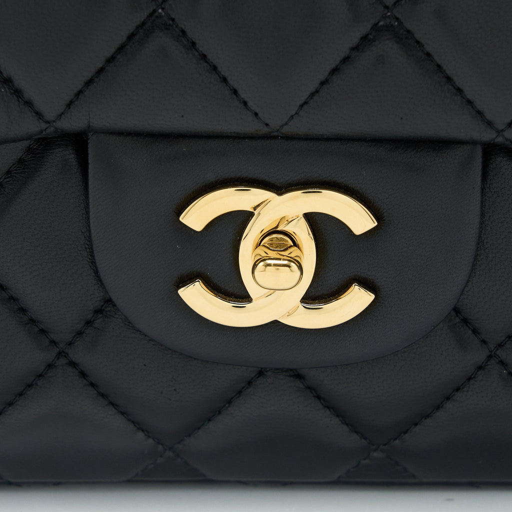 CHANEL MAXI SINGLE FLAP BAG LAMBSKIN BLACK GHW
