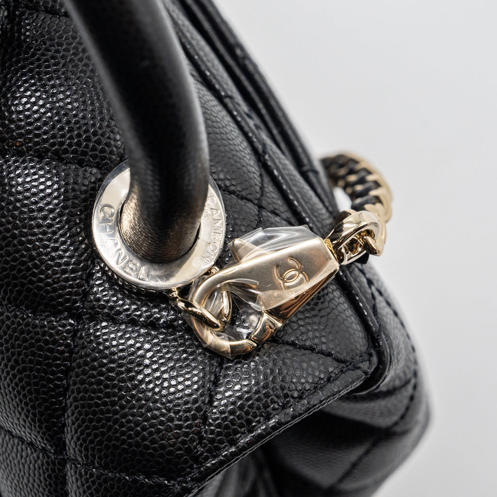 CHANEL COCO HANDLE MINI CAVIAR BLACK LGHW (MICROCHIP)