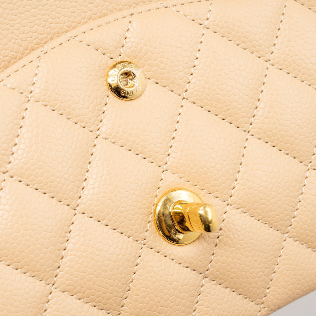 CHANEL MEDIUM CLASSIC DOUBLE FLAP BAG CAVIAR BEIGE GHW (MICROCHIP)