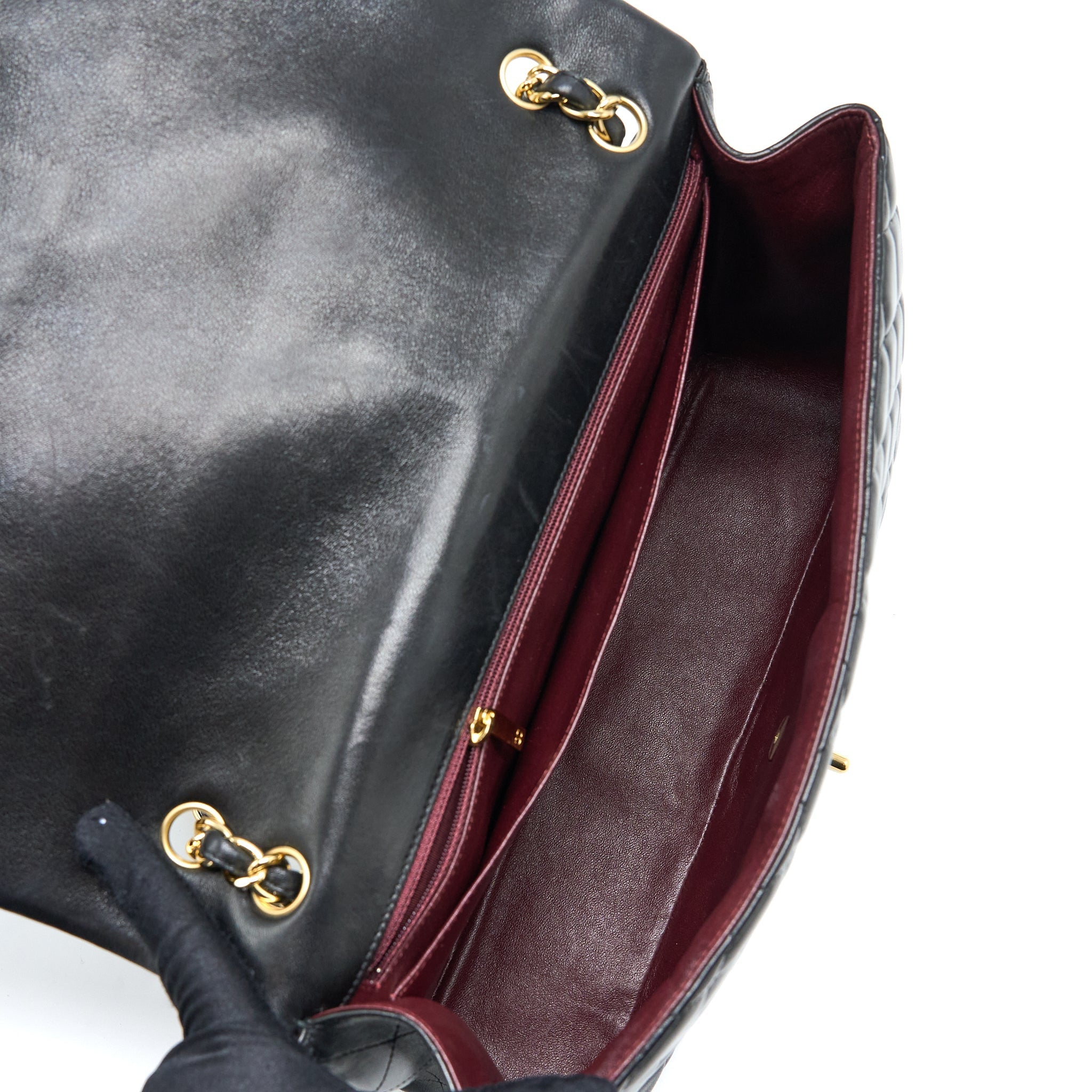 CHANEL MAXI SINGLE FLAP BAG LAMBSKIN BLACK GHW