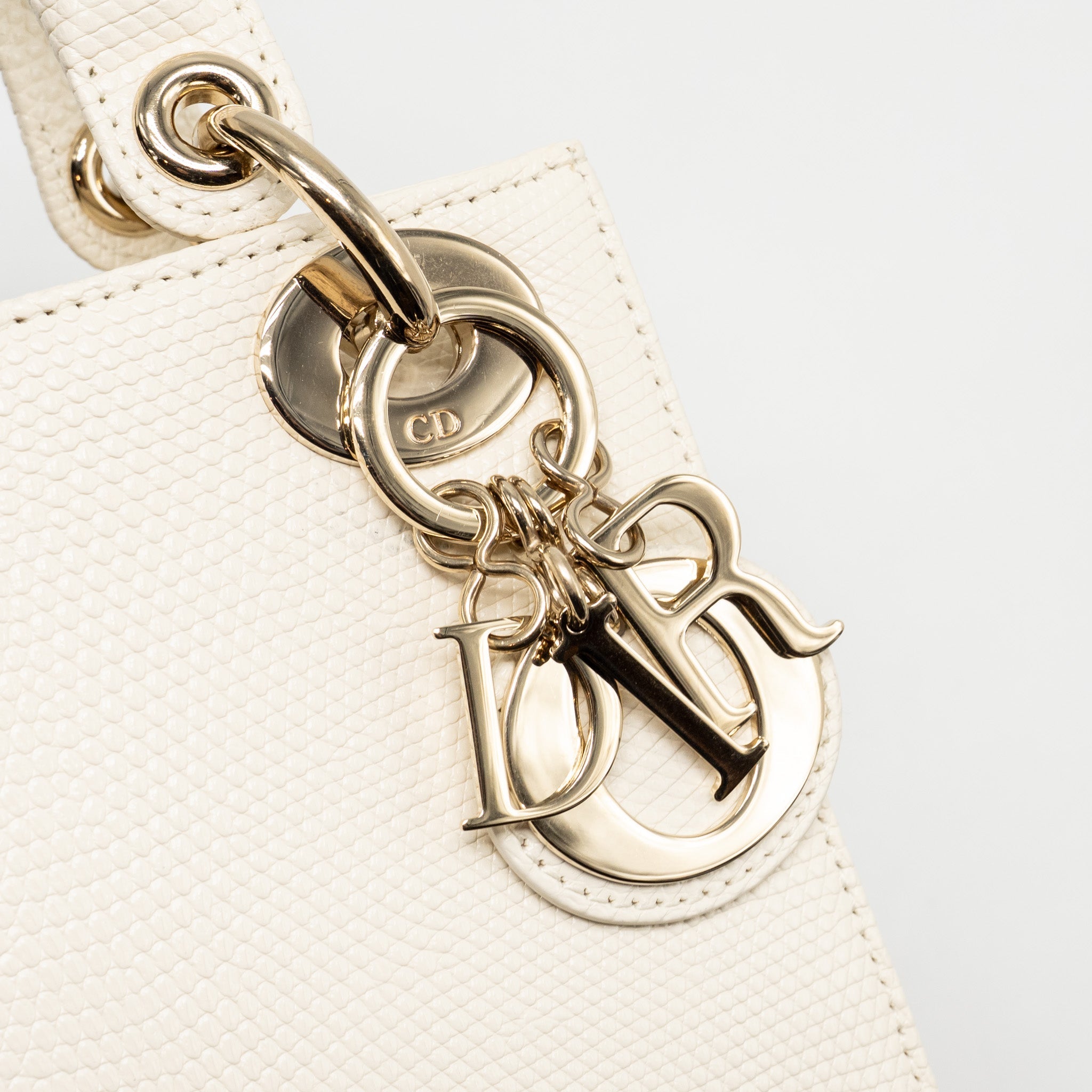 DIOR MINI LADY DIOR LIZARD WHITE LGHW