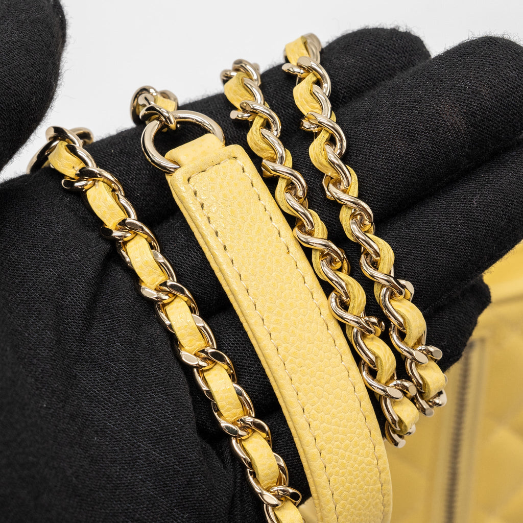 CHANEL MINI BUSINESS AFFINITY WALLET ON CHAIN CAVIAR YELLOW LGHW (MICROCHIP)