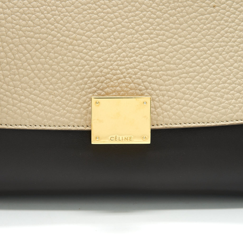 CELINE SMALL TRAPEZE BAG MULTI COLOR BEIGE/ BURGUNDY/ GREEN