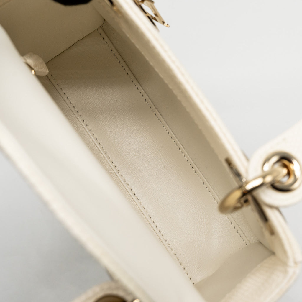 DIOR MINI LADY DIOR LIZARD WHITE LGHW