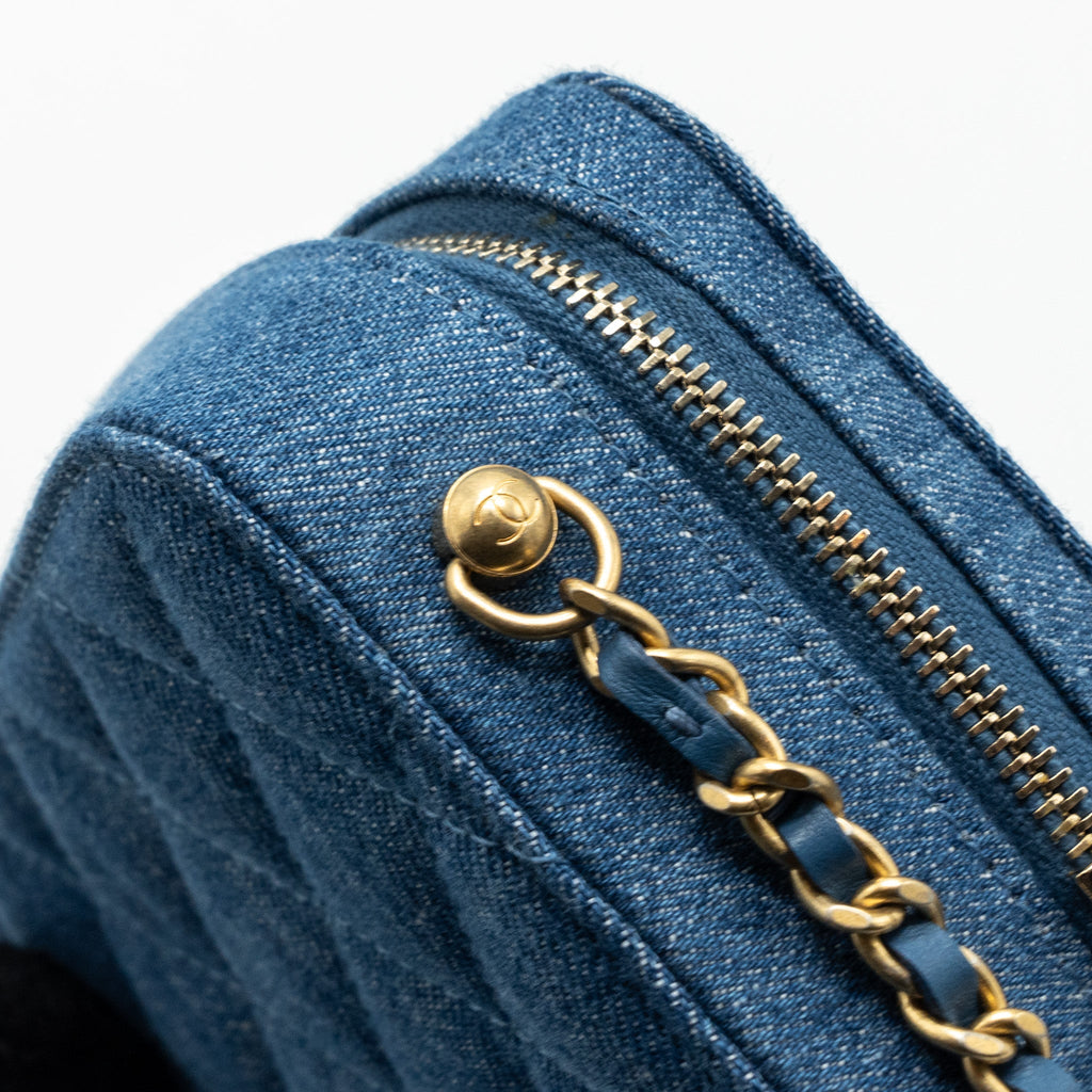 CHANEL PEARL CRUSH CAMERA BAG DENIM BLUE GHW