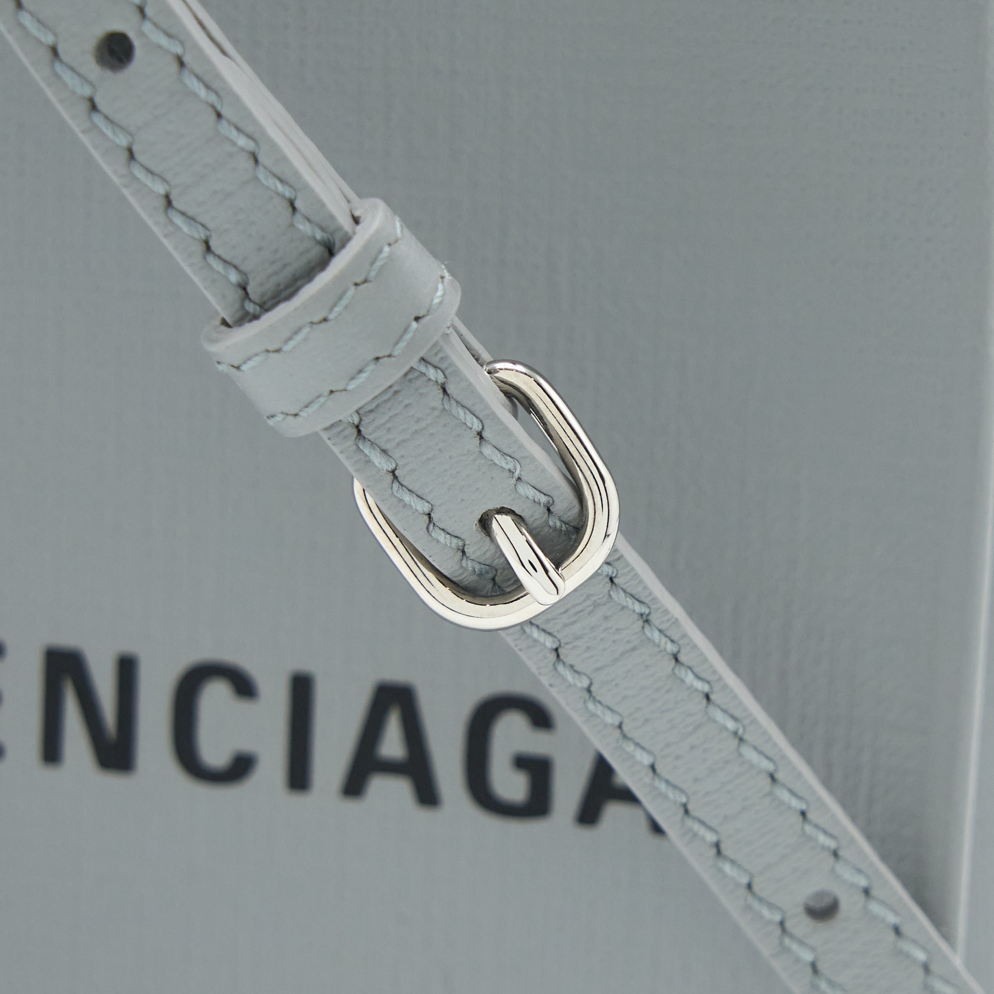 BALENCIAGA MINI SHOPPING PHONE POUCH GREY SHW