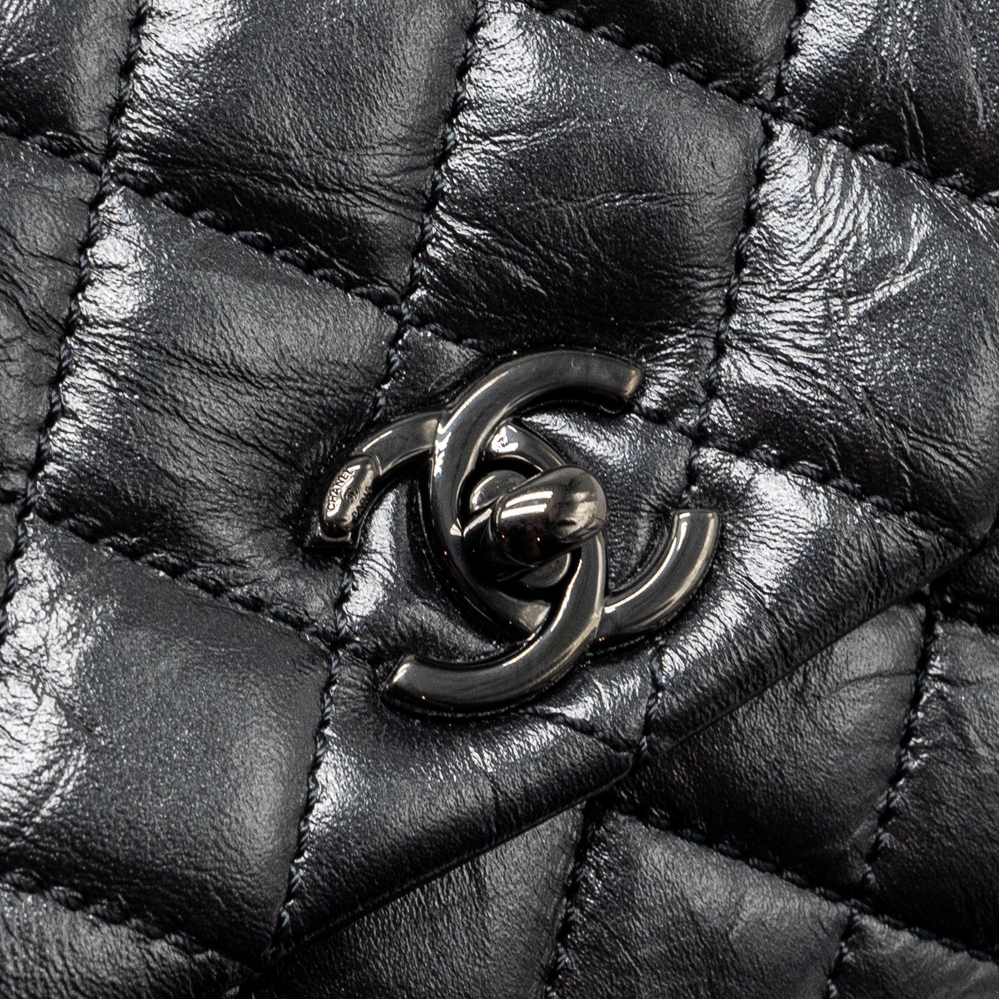CHANEL SMALL COCO HANDLE AGED CALFSKIN BLACK WITH BLACK HARDWARE