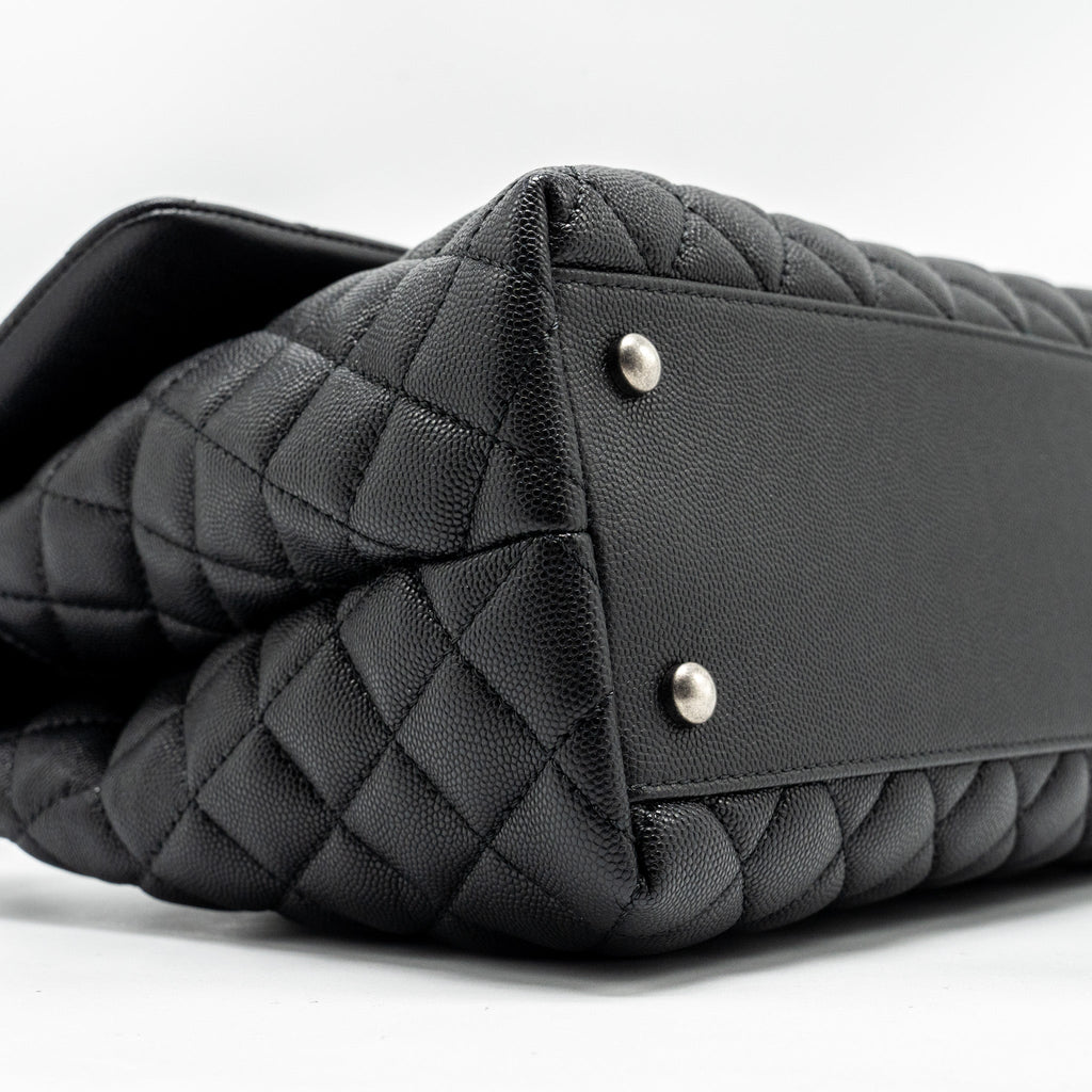 CHANEL LARGE COCO HANDLE CAVIAR BLACK RUTHENIUM HARDWARE
