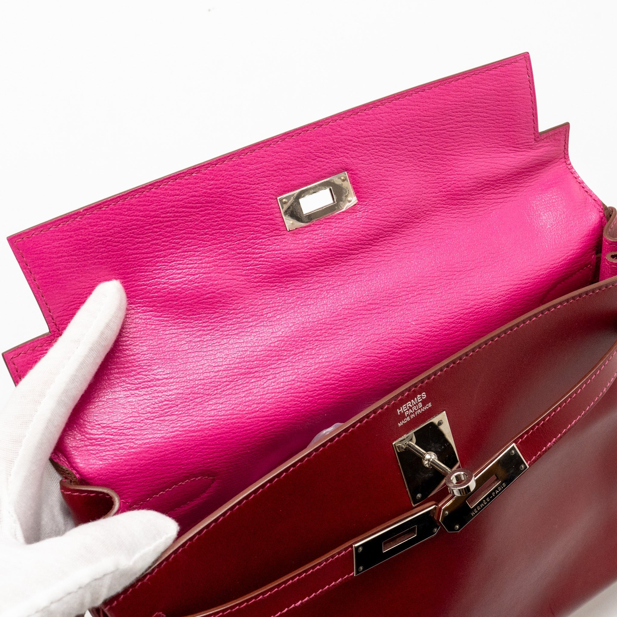 HERMES KELLY 32 BOX RUBIS/ROSE TYRIEN SHW