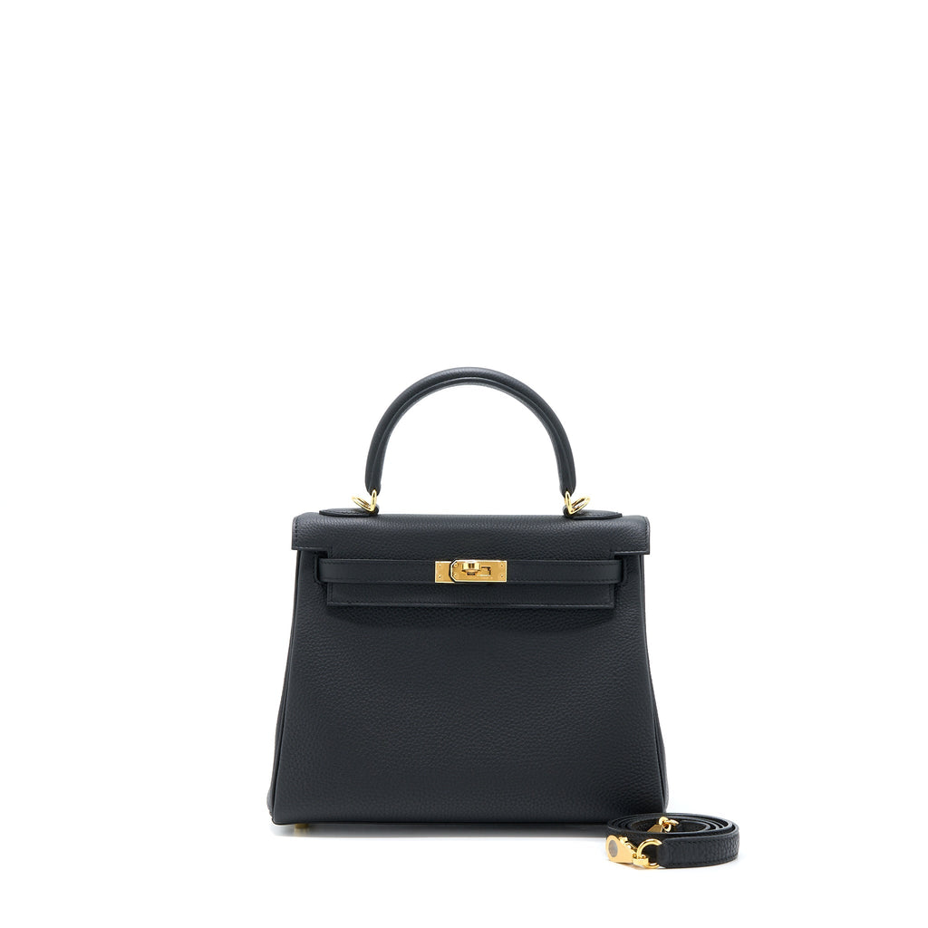 HERMES KELLY 25 TOGO BLACK GHW