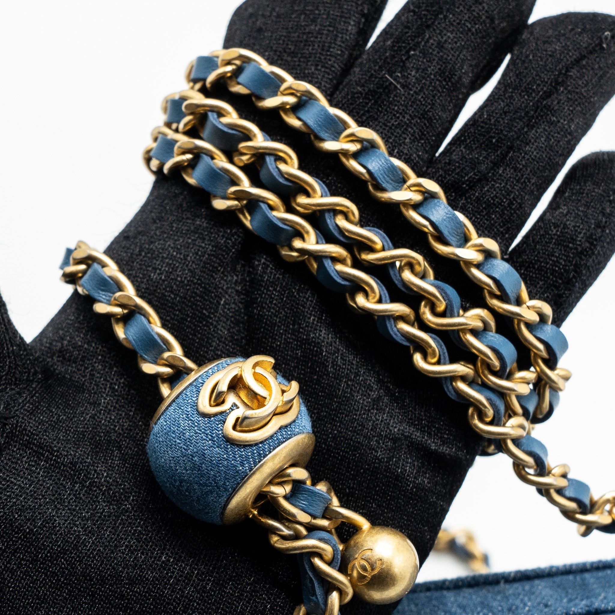 CHANEL PEARL CRUSH CAMERA BAG DENIM BLUE GHW