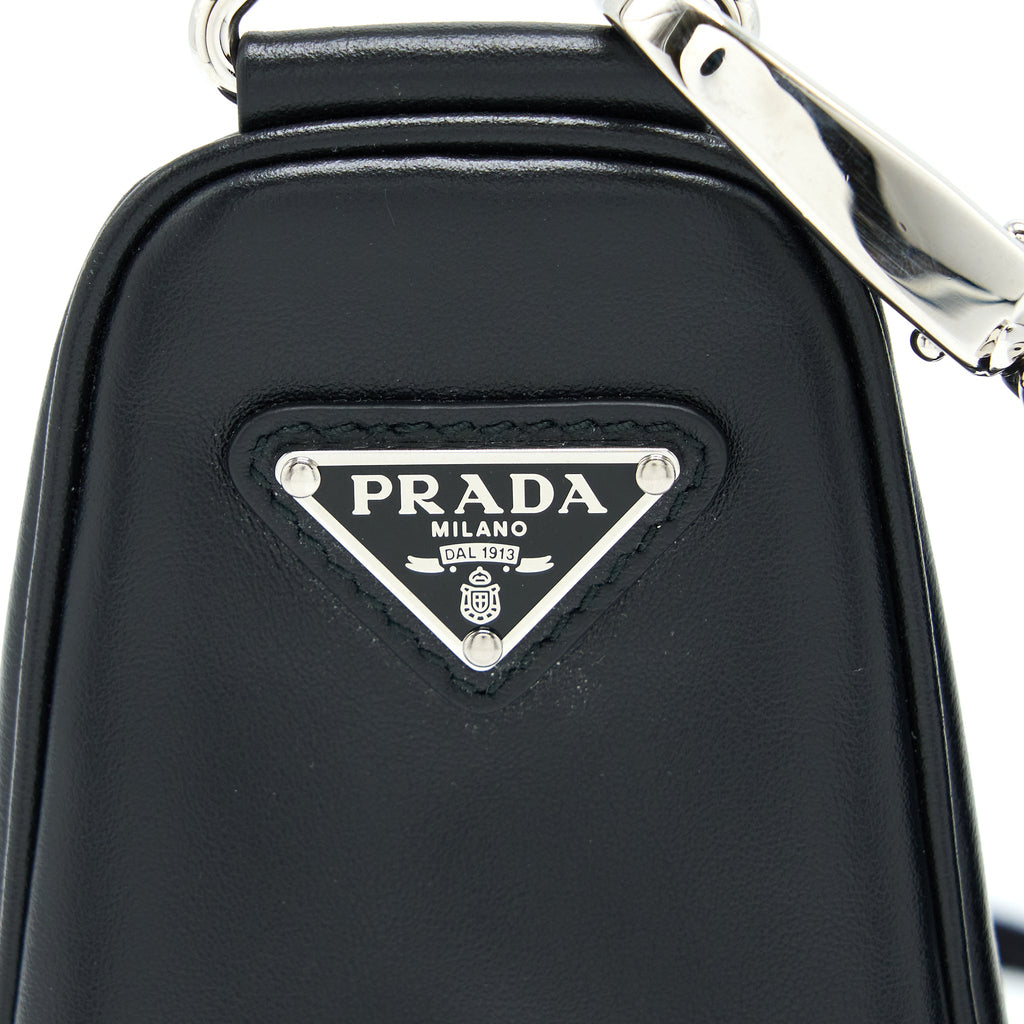 PRADA TRIANGLE SHOULDER BAG LEATHER BLACK SHW