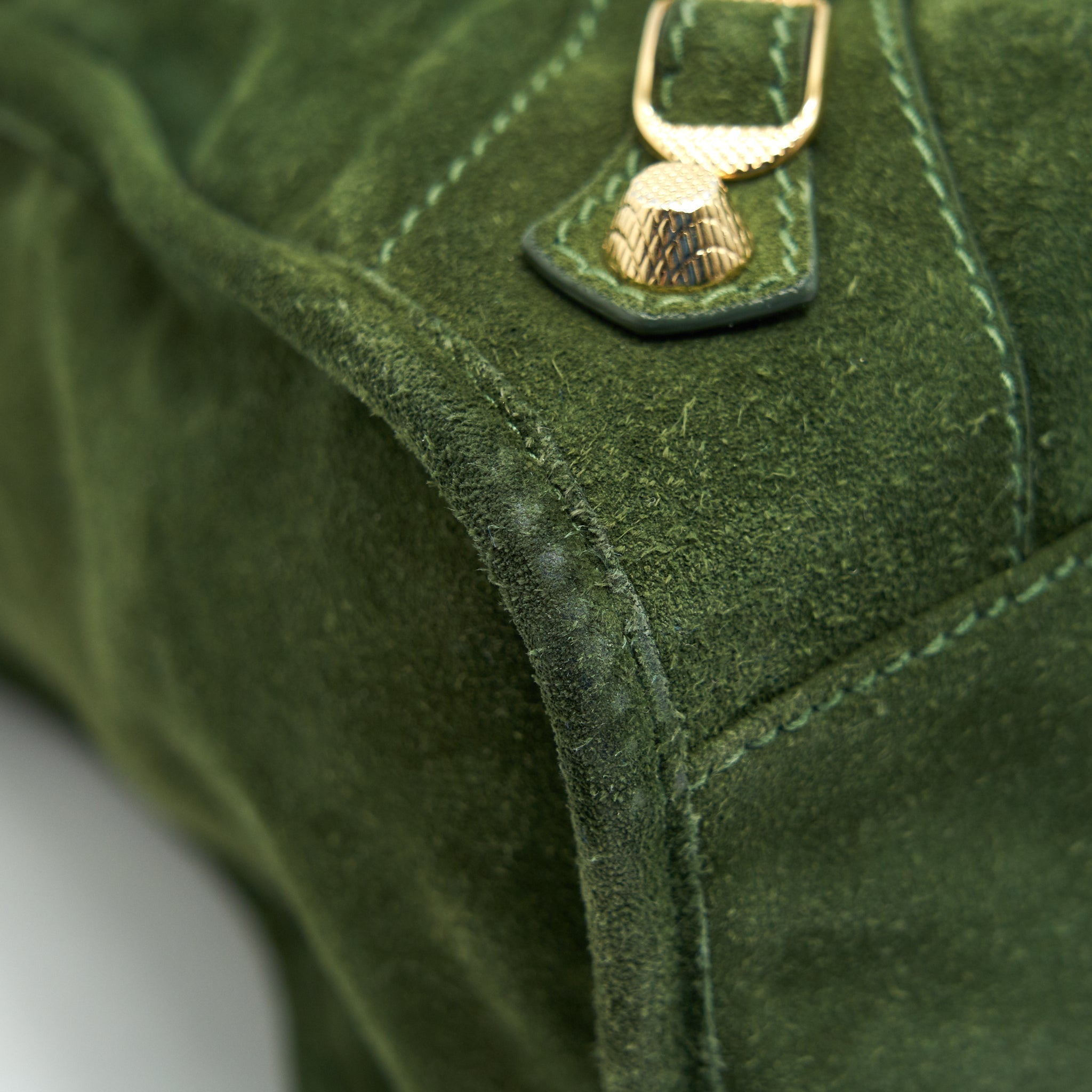 BALENCIAGA GIANT CITY BAG IN SUEDE GREEN GHW