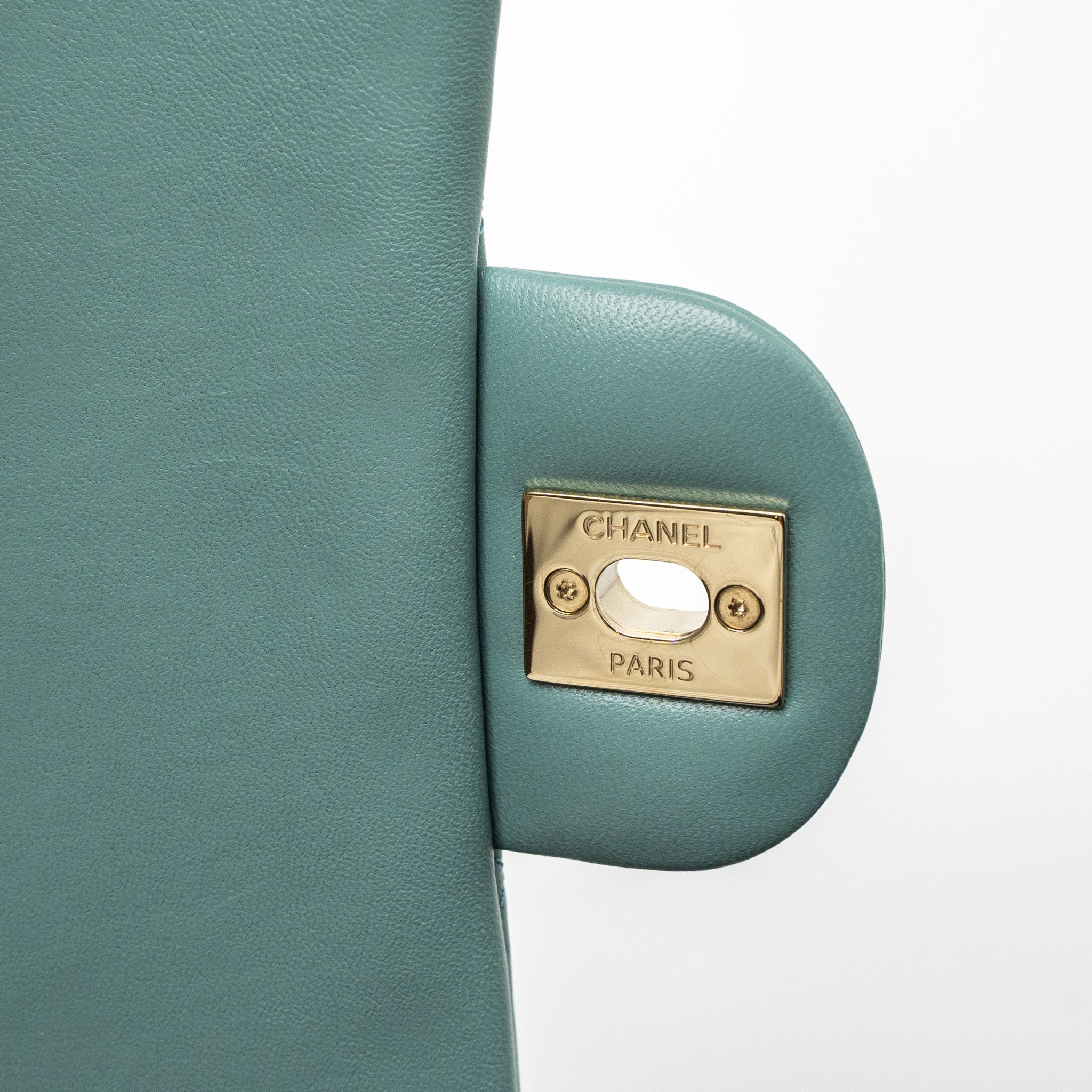 CHANEL CLASSIC MINI RECTANGULAR LAMBSKIN LIGHT GREEN LGHW (MICROCHIP)