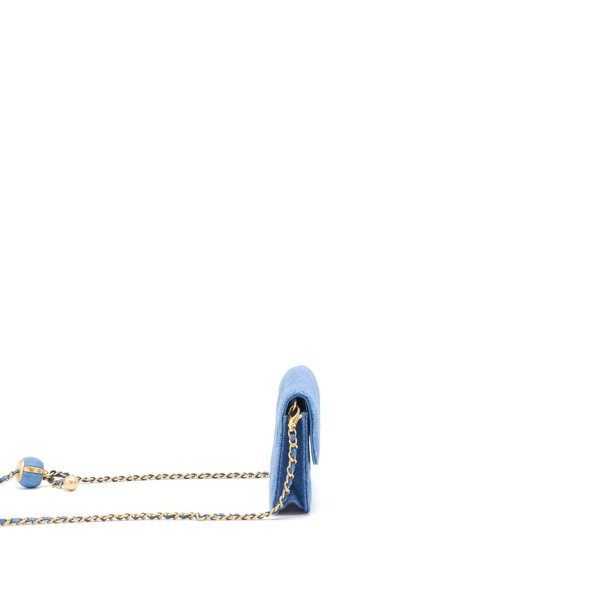 CHANEL PEARL CRUSH DENIM MINI FLAP BELT BAG GHW
