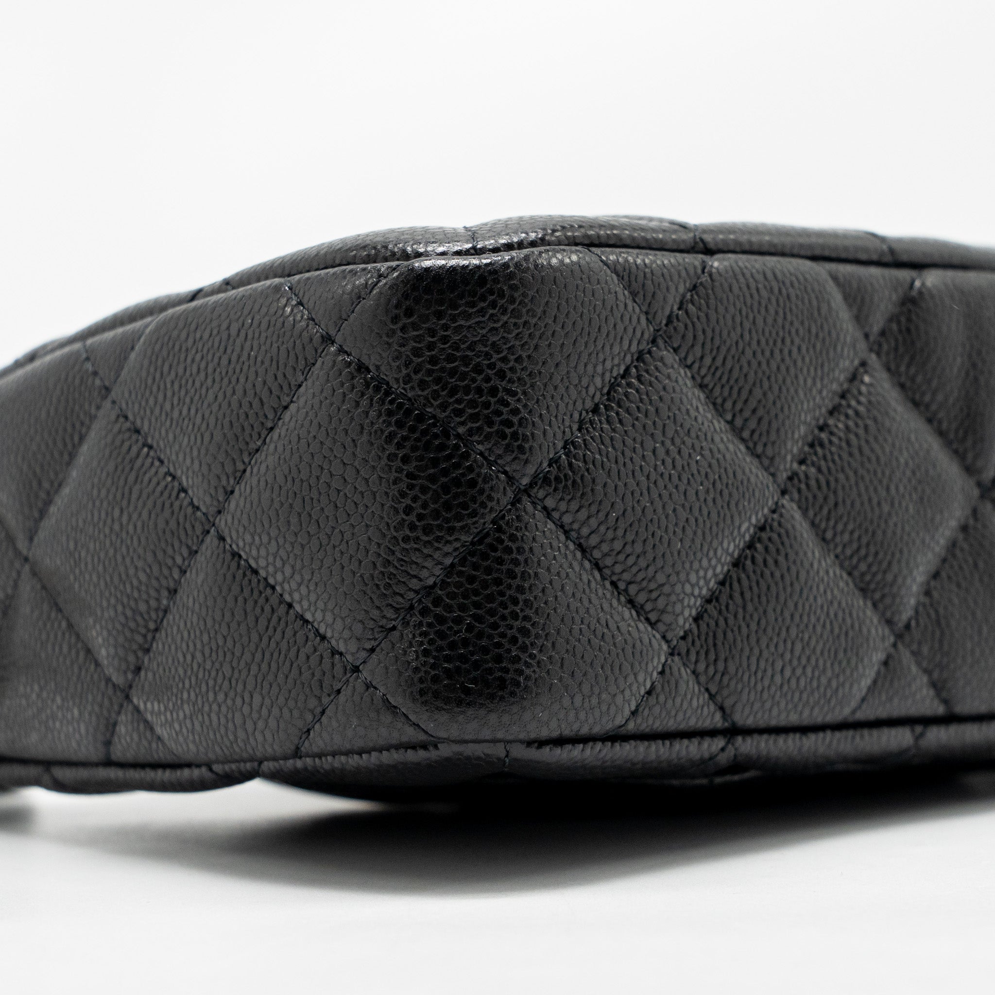 CHANEL CLUTCH BAG WITH CHAIN CAVIAR BLACK LGHW (MICROCHIP)