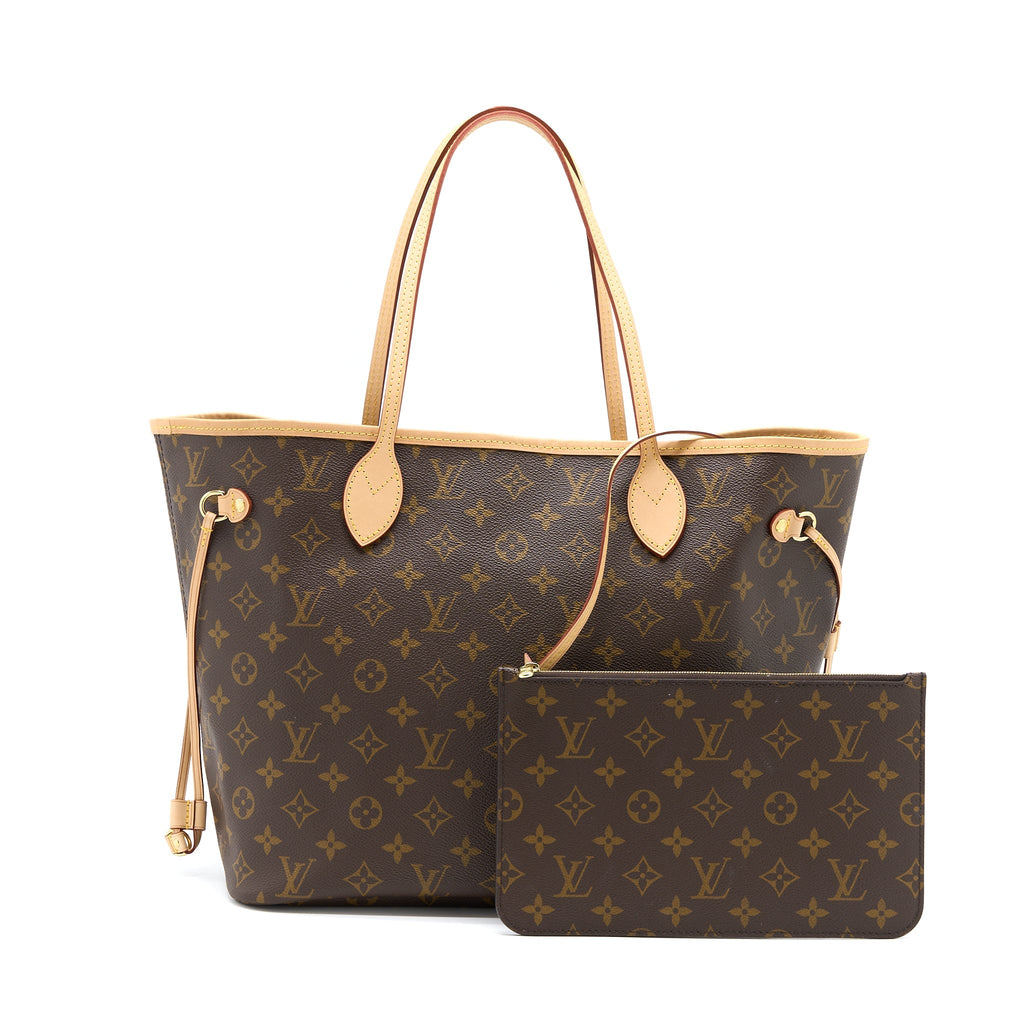 LOUIS VUITTON NEVERFULL MM MONOGRAM CANVAS / BEIGE LGHW