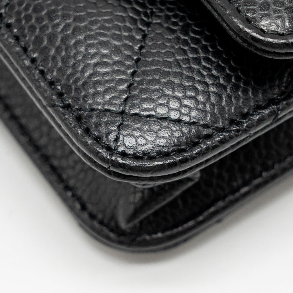 CHANEL CLASSIC WALLET ON CHAIN CAVIAR BLACK GHW (MICROCHIP)