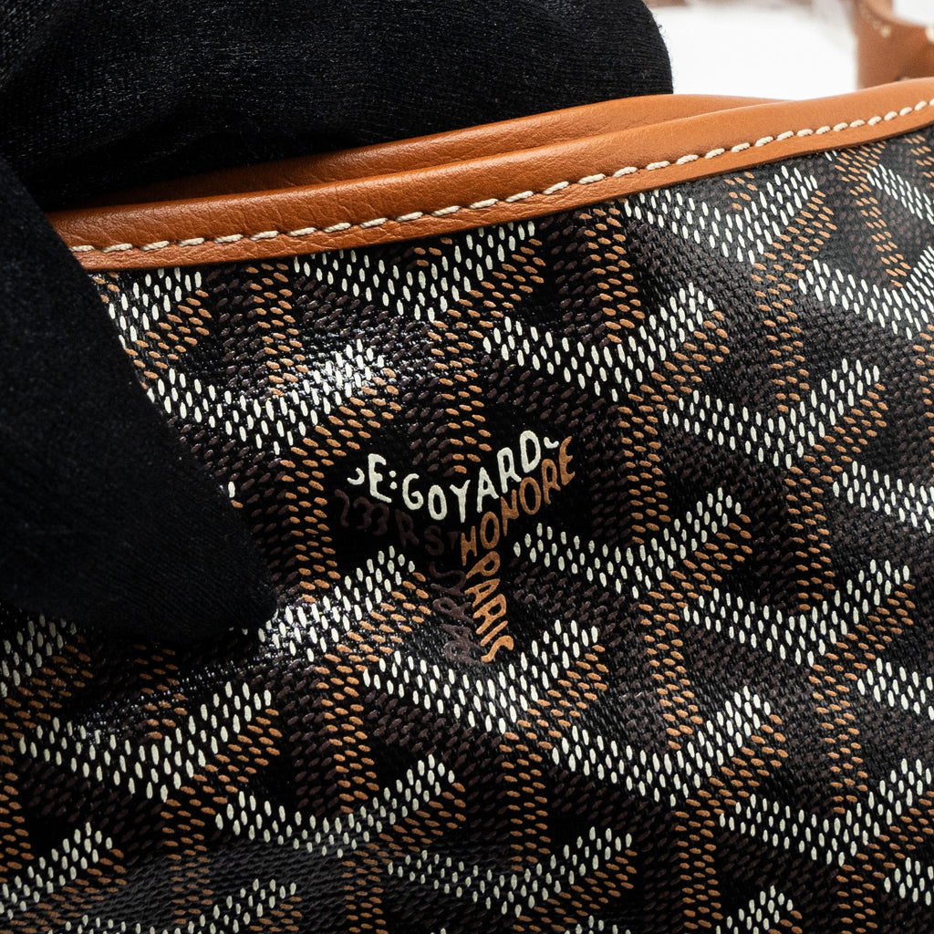 GOYARD BOHEME HOBO BAG CANVAS/ CALFSKIN BLACK/ TAN SHW WITH NECESSAIRE BAG ECRU