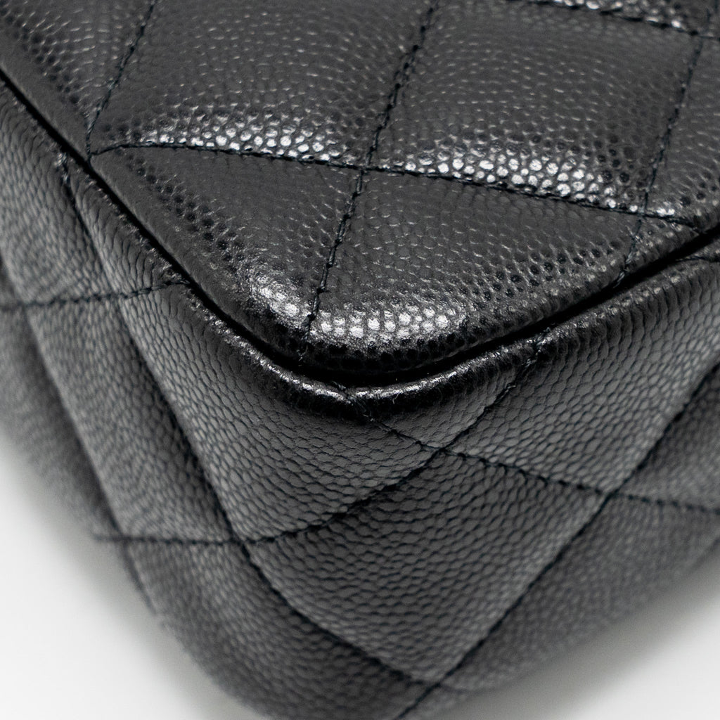 CHANEL CLUTCH BAG WITH CHAIN CAVIAR BLACK LGHW (MICROCHIP)