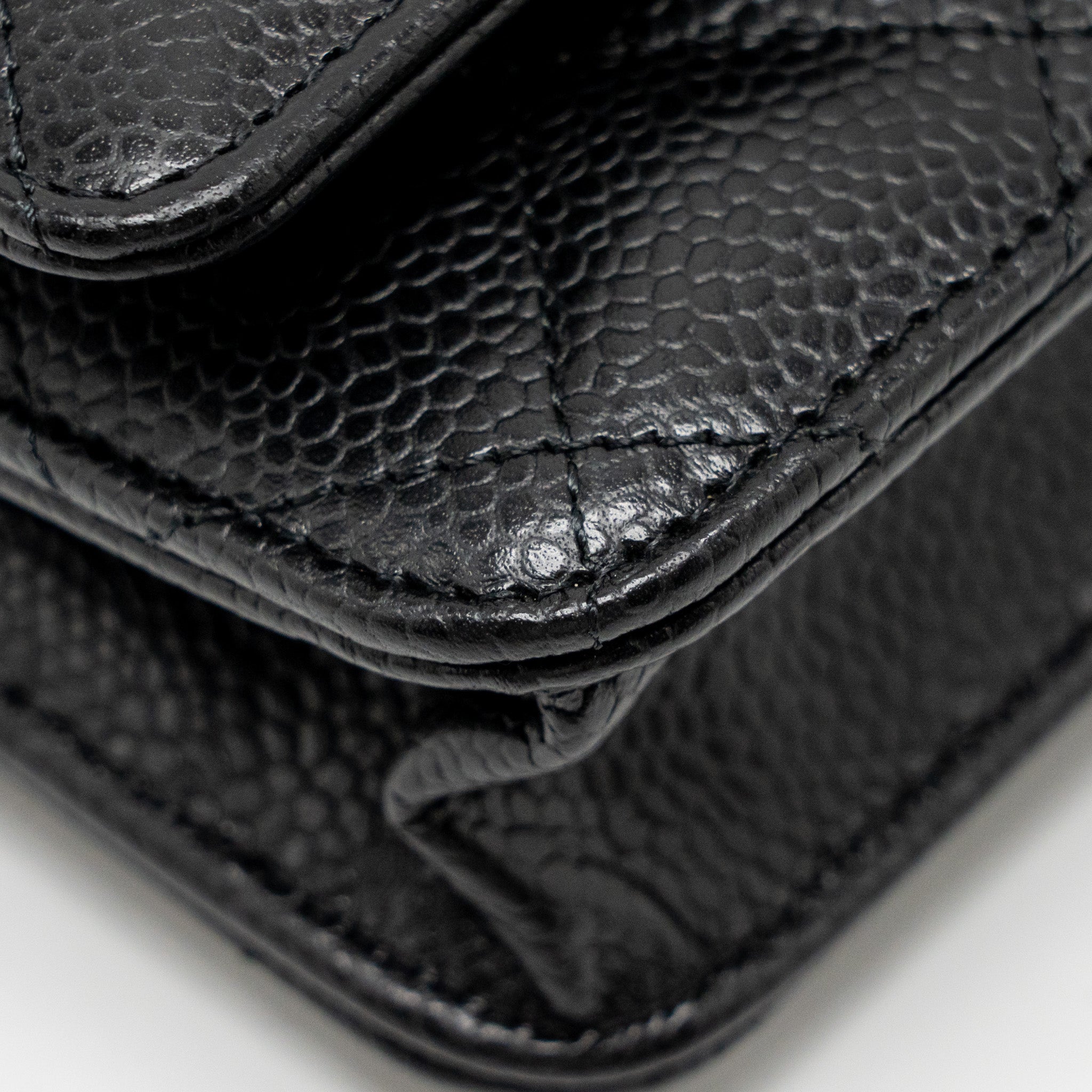 CHANEL CLASSIC WALLET ON CHAIN CAVIAR BLACK GHW (MICROCHIP)
