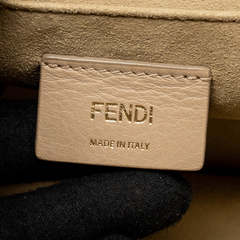 FENDI KAN I FLAP BAG CALFSKIN LEATHER CREAM WHITE LGHW