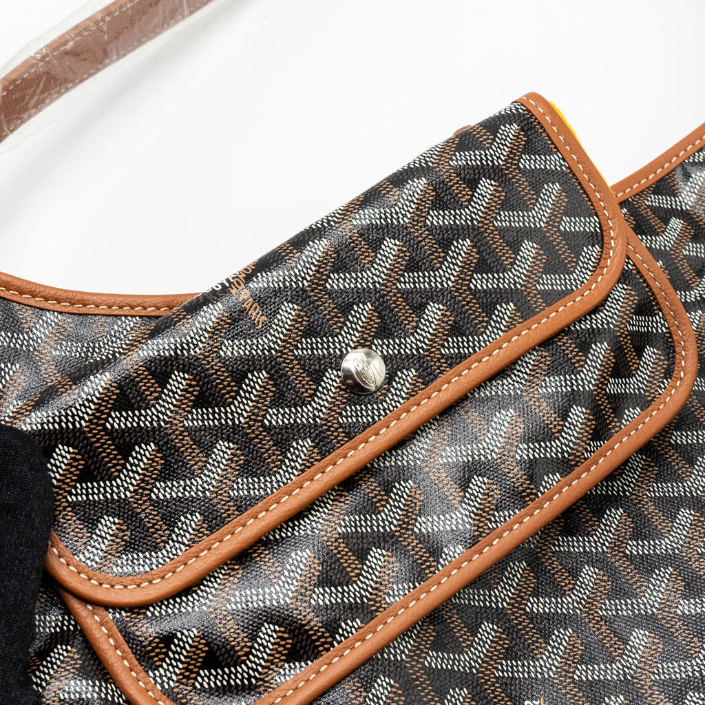 GOYARD BOHEME HOBO BAG CANVAS/ CALFSKIN BLACK/ TAN SHW WITH NECESSAIRE BAG ECRU