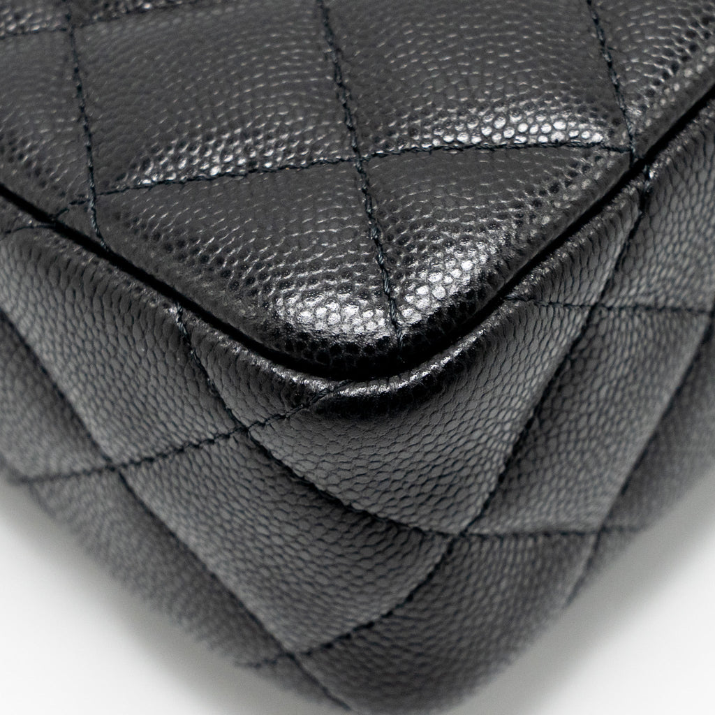 CHANEL CLUTCH BAG WITH CHAIN CAVIAR BLACK LGHW (MICROCHIP)