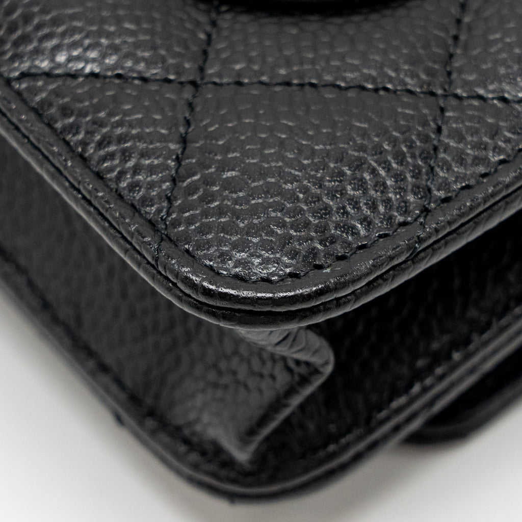 CHANEL CLASSIC WALLET ON CHAIN CAVIAR BLACK GHW (MICROCHIP)