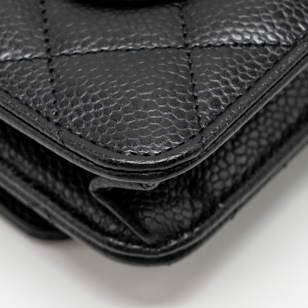 CHANEL CLASSIC WALLET ON CHAIN CAVIAR BLACK GHW (MICROCHIP)