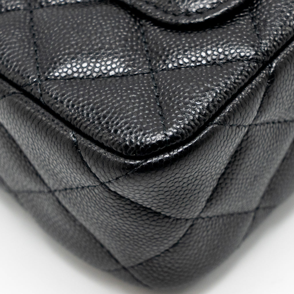 CHANEL CLUTCH BAG WITH CHAIN CAVIAR BLACK LGHW (MICROCHIP)