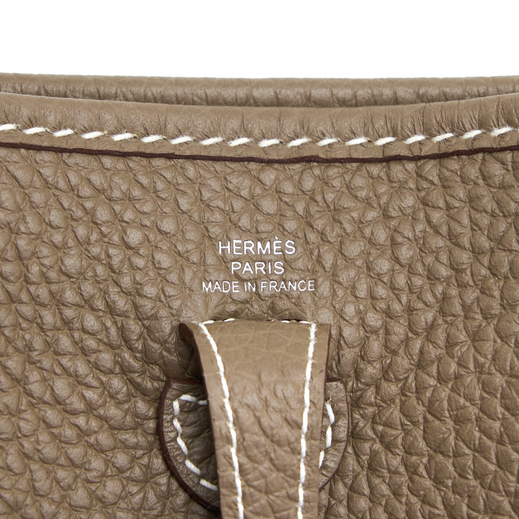 HERMES MINI EVELYNE CLEMENCE ETOUPE/BLUE INDIGO SHW