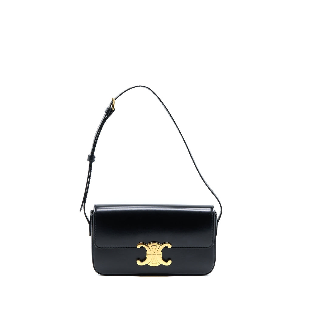 CELINE TRIOMPHE SHOULDER BAG CALFSKIN BLACK GHW