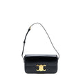 CELINE TRIOMPHE SHOULDER BAG CALFSKIN BLACK GHW