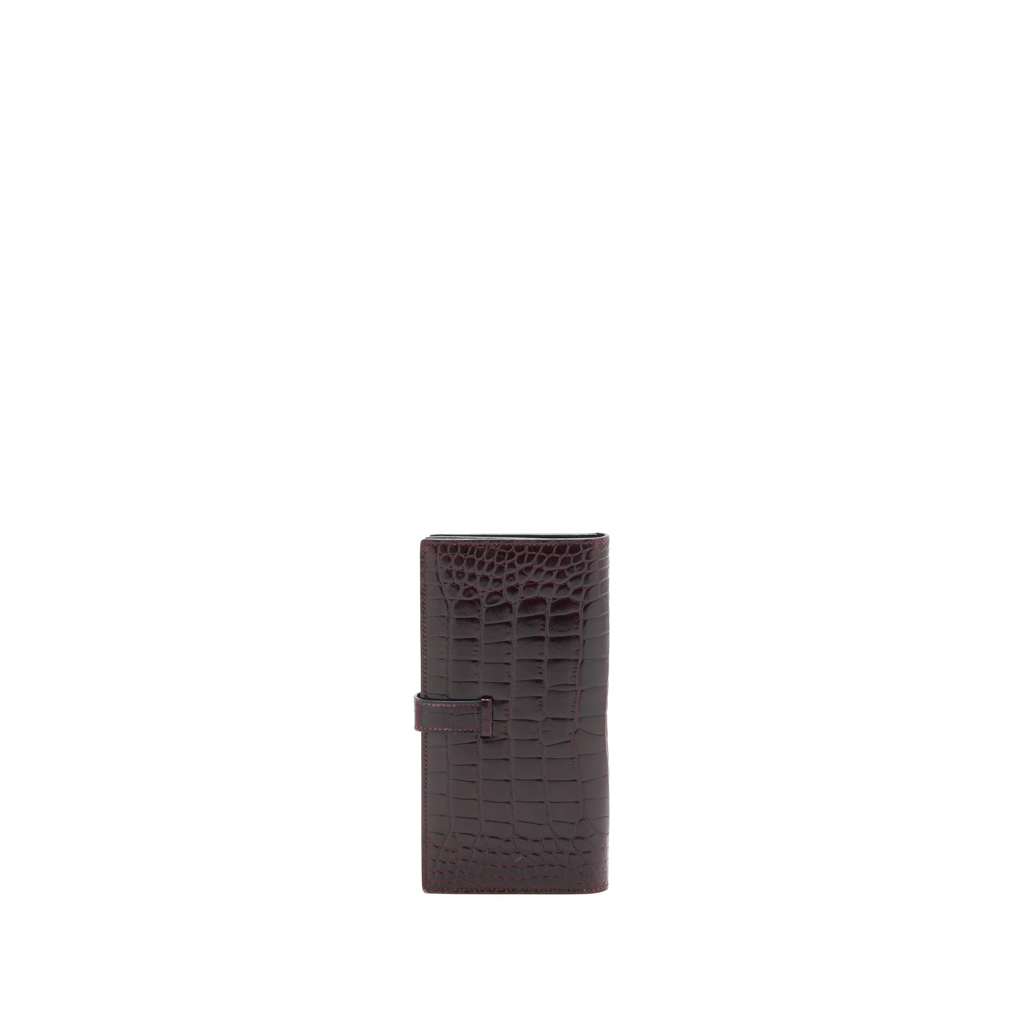 HERMES ALLIGATOR BEARN WALLET DARK RED SHW